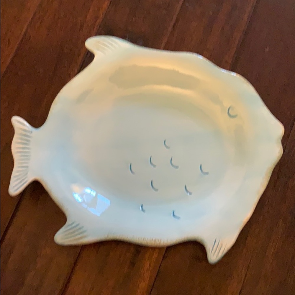 Ambiance By the Sea Blue Handpainted Fish Platter